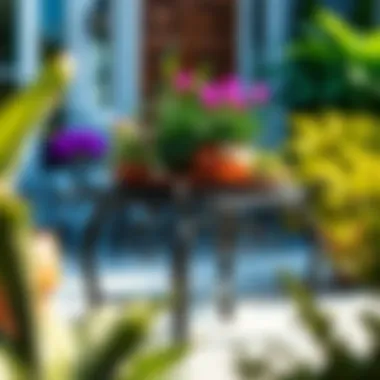 Artistry in Craftsmanship: A Close-Up View Close-up of a plant bench stand with elaborate craftsmanship