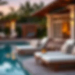 Elegant outdoor lounge chairs by the poolside