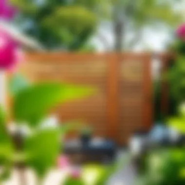 Stylish outdoor privacy screen made of wood