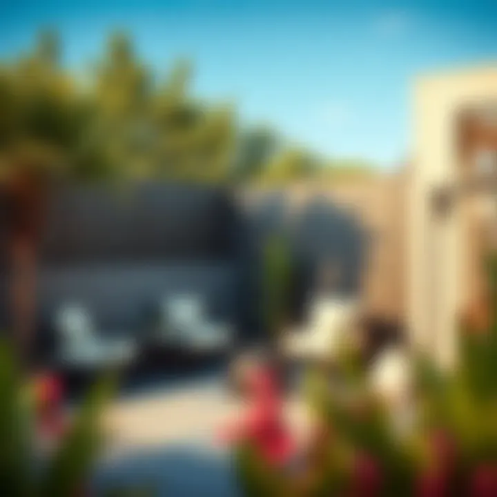 Functional outdoor space with privacy screens