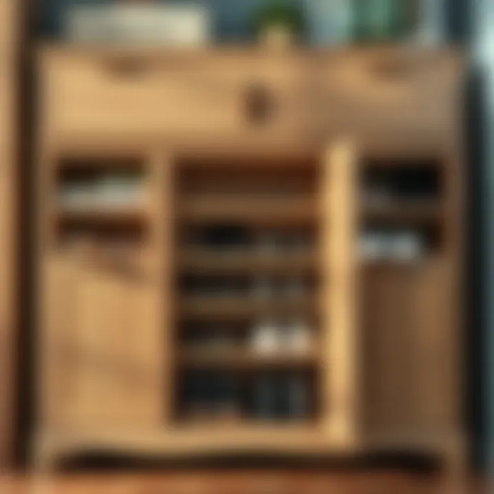 Elegant wooden shoe cabinet with unique compartments