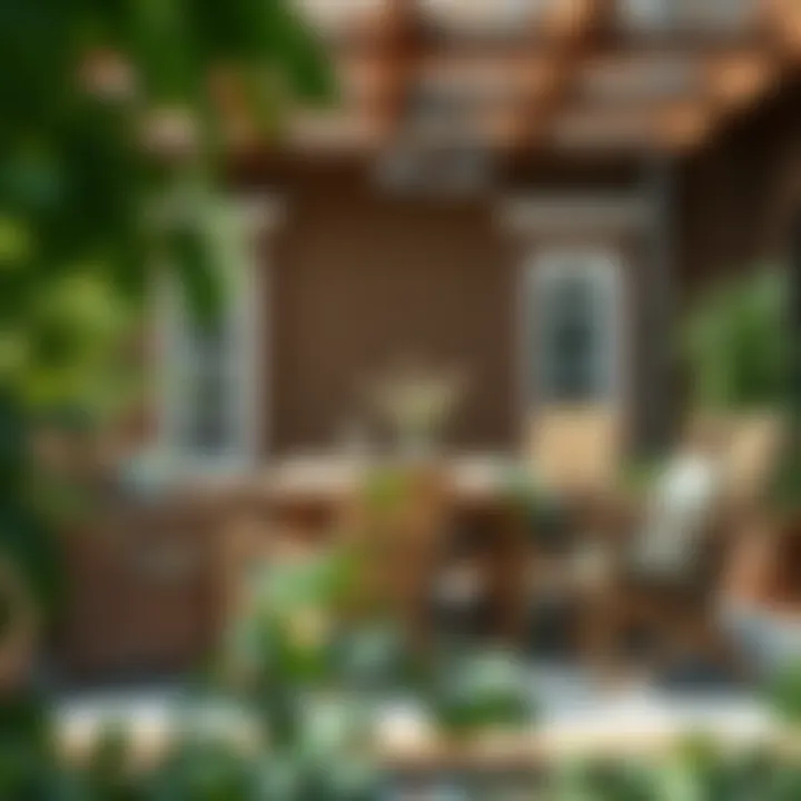 Rustic Charm in Outdoor Spaces Rustic wooden patio set surrounded by greenery