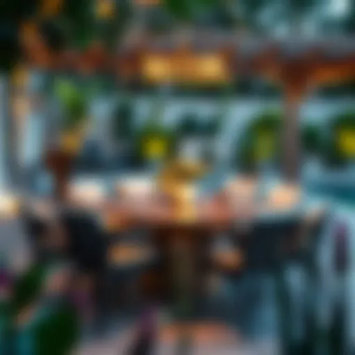 Elegance in Outdoor Design Elegant outdoor patio table with modern chairs