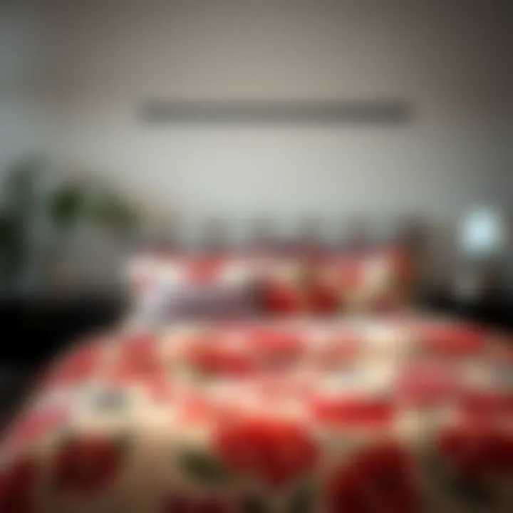 Stylish Bedroom with Printed Bed Sheets Stylish bedroom showcasing printed bed sheets