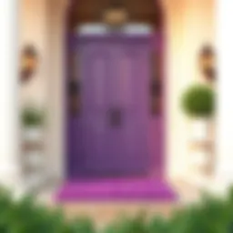 Elegant purple door mat enhancing entryway aesthetics