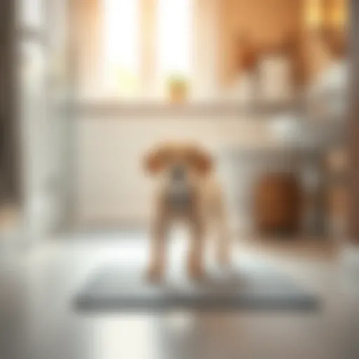 Dog on Non-Slip Bath Mat A dog standing on a non-slip bath mat in a bright bathroom