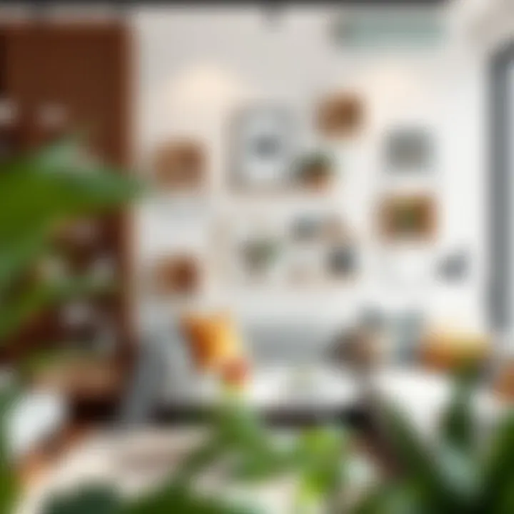 Creative arrangement of various wall organizers in a living space