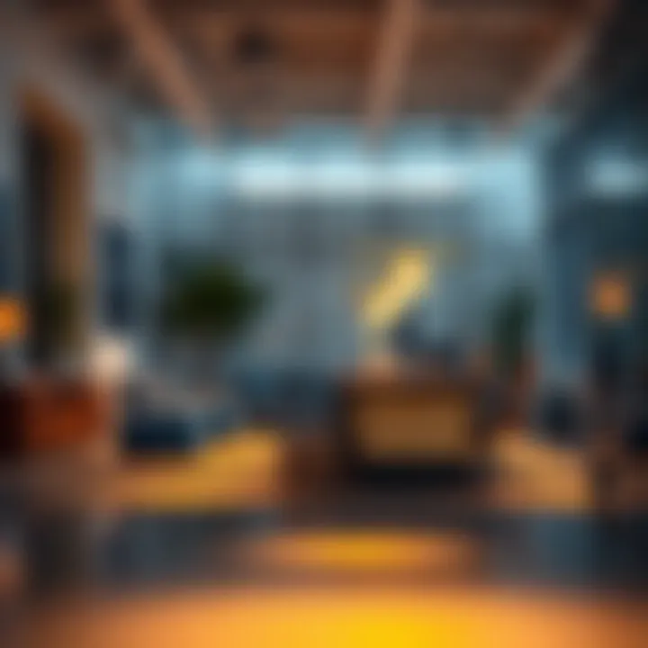 Innovative smart floor lights in a stylish office environment