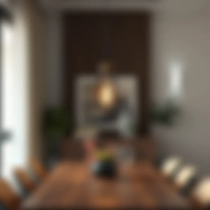 Contemporary Dining with Stylish Lighting Solutions Stylish battery-powered pendant lamp in a contemporary dining area