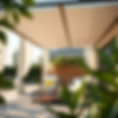Elegant sun shelter canopy enhancing an outdoor seating area