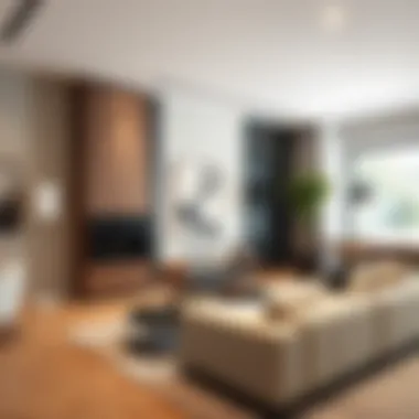 Contemporary Living Space with Tall Slim Cabinet Elegant tall slim corner cabinet in a modern living room