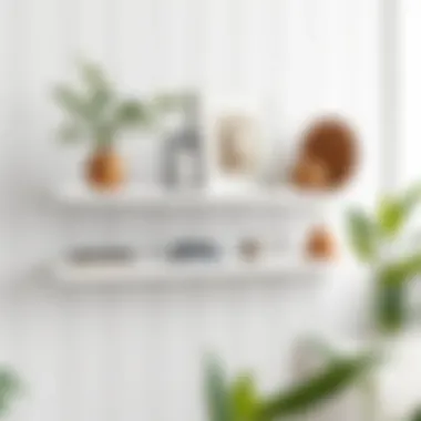 Elegant white metal floating shelf showcasing decorative items