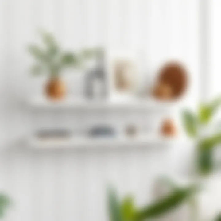 Elegant white metal floating shelf showcasing decorative items