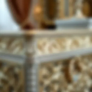 Close-up of Intricate Craftsmanship on White Gold Chest Close-up of intricate craftsmanship on a white gold chest