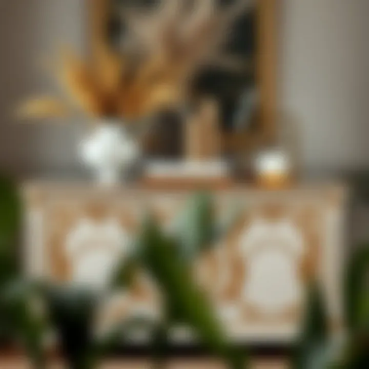 Styled White Gold Chest with Decorative Items White gold chest styled with decorative items and plants