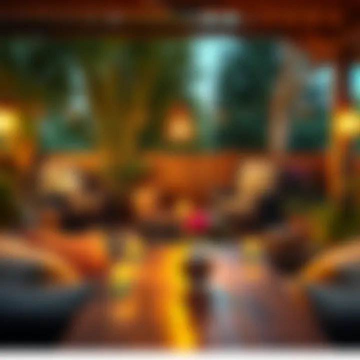 Cozy outdoor setting with ambient lighting for dining