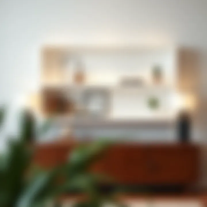 Minimalistic White Lacquer Shelf with Decor Elegant white lacquer wall shelf showcasing minimalistic decor