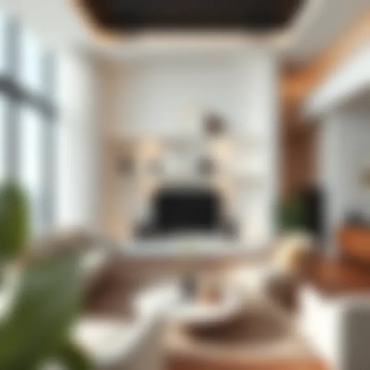 White Lacquer Shelf in Modern Living Room White lacquer wall shelf integrated into a modern living space