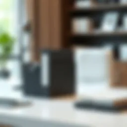 Elegant black file holder on a modern desk