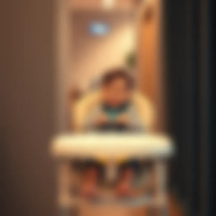 Child safely secured in a high chair during mealtime