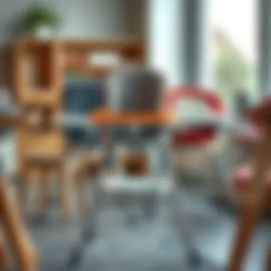 Diverse range of high chairs showcasing different materials