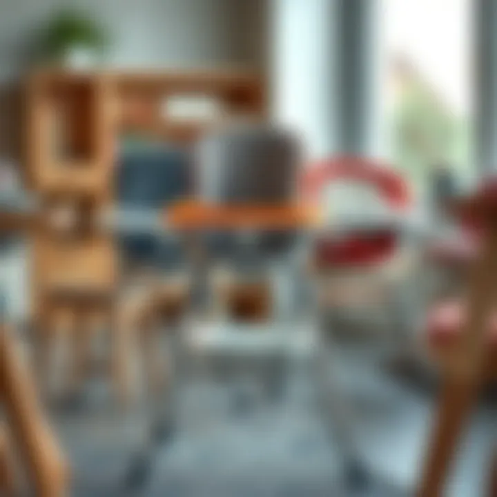 Diverse range of high chairs showcasing different materials