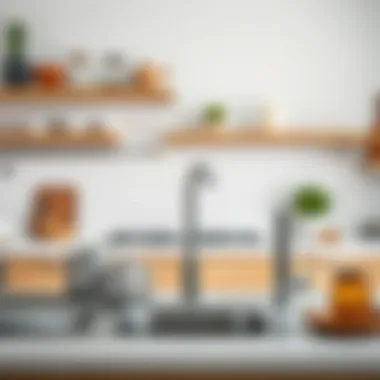 Aesthetic Arrangement of Metal Drainers Various styles of metal drainers arranged aesthetically in a kitchen setting