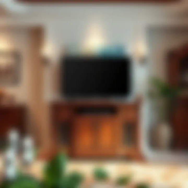 Elegant wooden television pedestal stand complementing traditional decor
