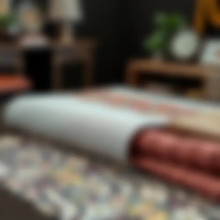 Variety of materials used for end table runners on display