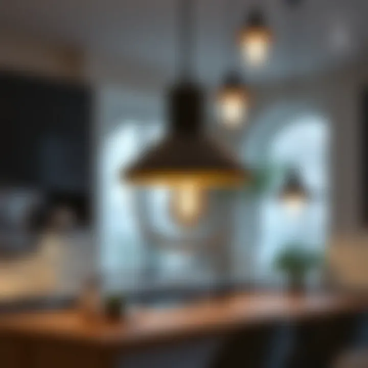 Close-up of a modern pendant light fixture