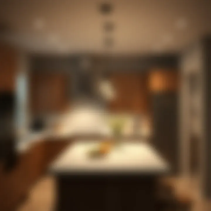 Stylish small hanging lights over a kitchen island