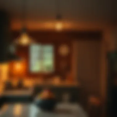 Warm lighting creating a cozy kitchen atmosphere
