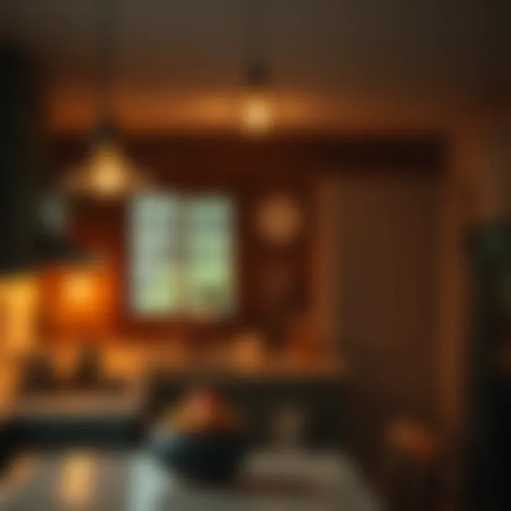Warm lighting creating a cozy kitchen atmosphere