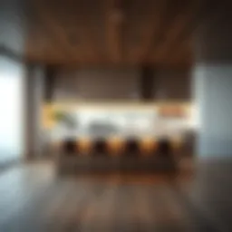 Sleek modern bar counter with elegant stools