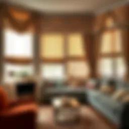 Historical evolution of window treatments showcasing blinds and drapes in various eras