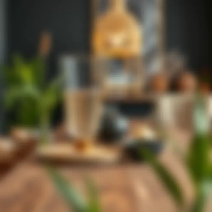 Stylish bamboo decor elements on a dining table