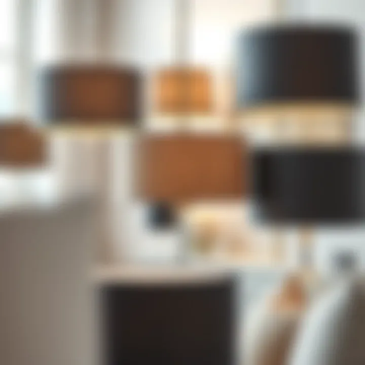 Variety of gray drum lamp shades in different interiors