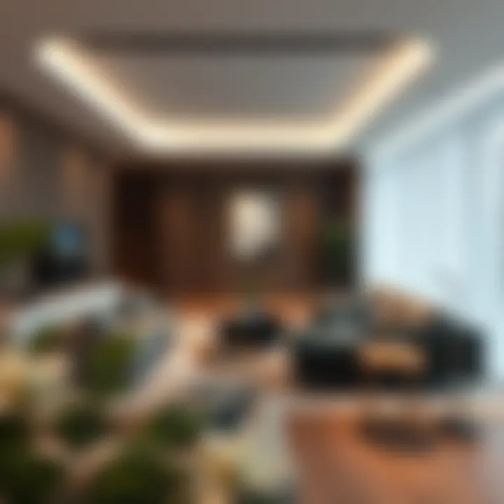 Open lounge layout integrating technology