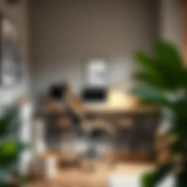 Trendy Home Office Workspace with Task Chair Trendy design of a home office workspace featuring a task chair