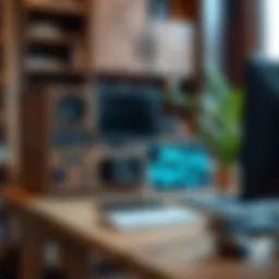 A beautifully crafted wooden computer showcasing intricate design details.