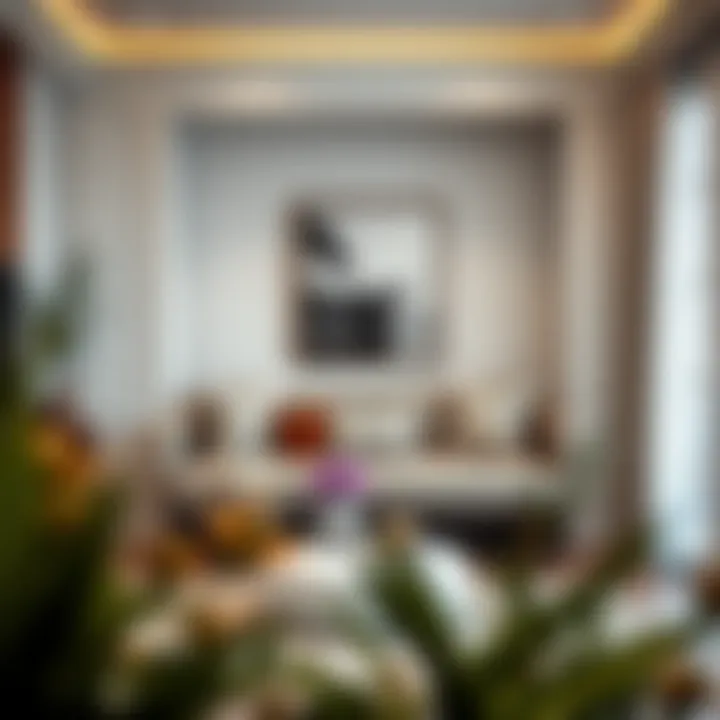 Decoratively Styled Wall Mount Futon Elegant wall mount futon styled with decorative cushions and artwork