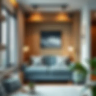 Space-Saving Wall Mount Futon in Compact Apartment Wall mount futon in a compact apartment demonstrating space-saving features