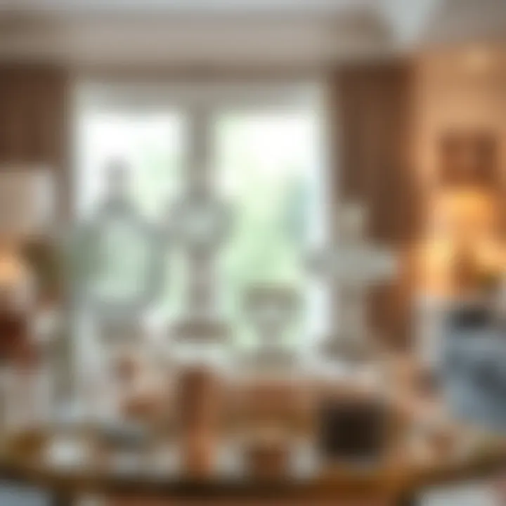 Artistic arrangement of clear containers in interior decoration