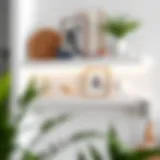 Elegant white floating shelf with decor pieces