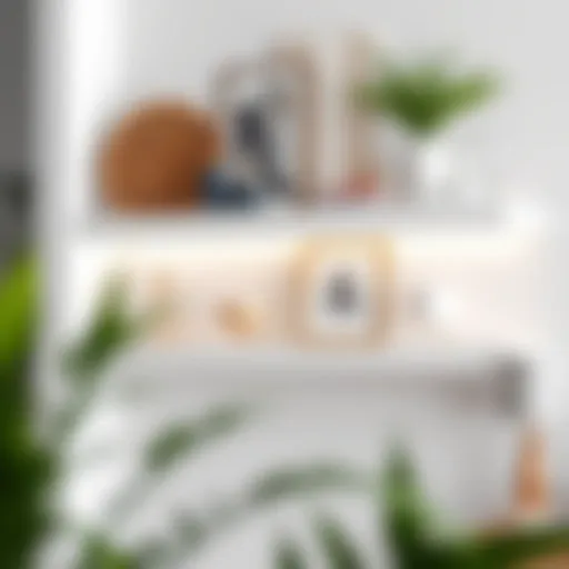 Elegant white floating shelf with decor pieces