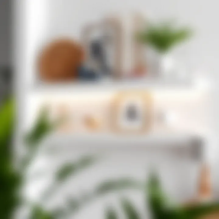 Elegant white floating shelf with decor pieces