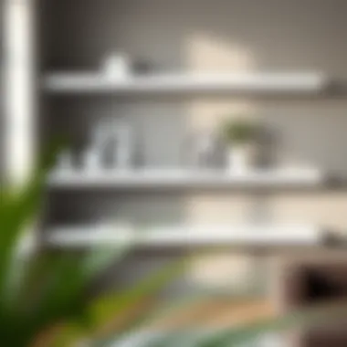Modern Interior with Floating Shelves Stylish room featuring white floating shelves