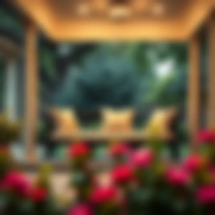 Elegant Design of a Patio Porch Bench Elegant patio porch bench with decorative cushions