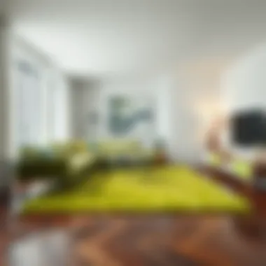 Lime Green Rug in Minimalist Interior Lime green rug harmonizing with minimalist decor elements