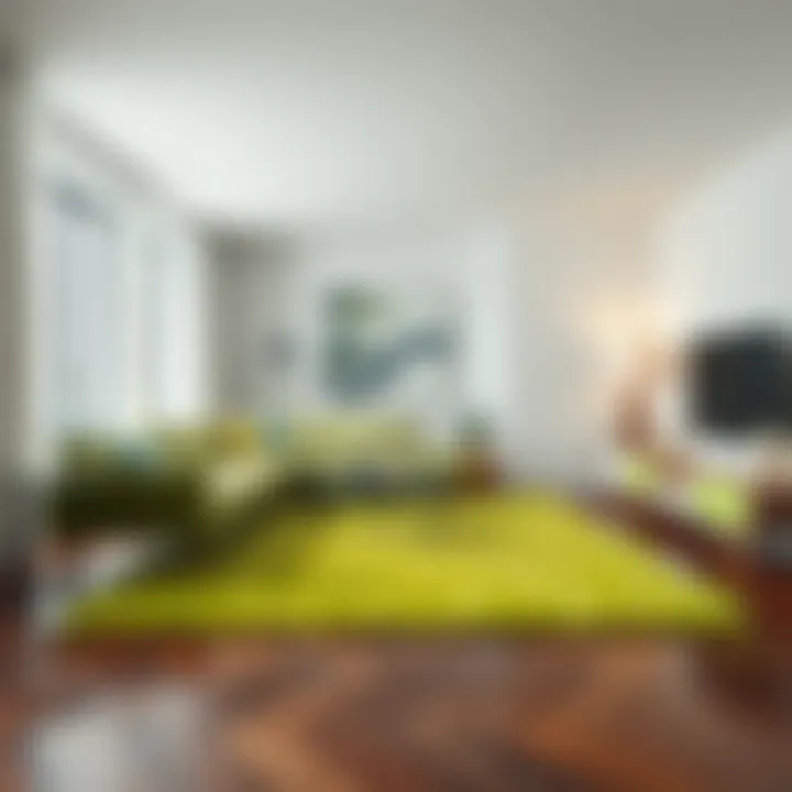 Lime Green Rug in Minimalist Interior Lime green rug harmonizing with minimalist decor elements